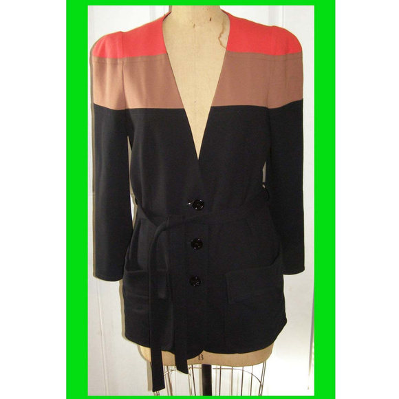 New Chic Sonia Rykiel colorblock belted blazer 10 - Picture 1 of 7